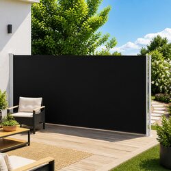 Patio Retractable Side Awning 180x600cm Black Outdoor Garden Shade Screen