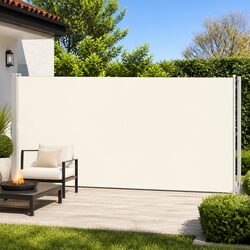 Patio Side Awning Retractable 180x600cm Outdoor Garden Shade Screen Cream