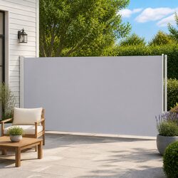 Patio Retractable Side Awning 200x600 cm Grey Outdoor Sunshade Screen