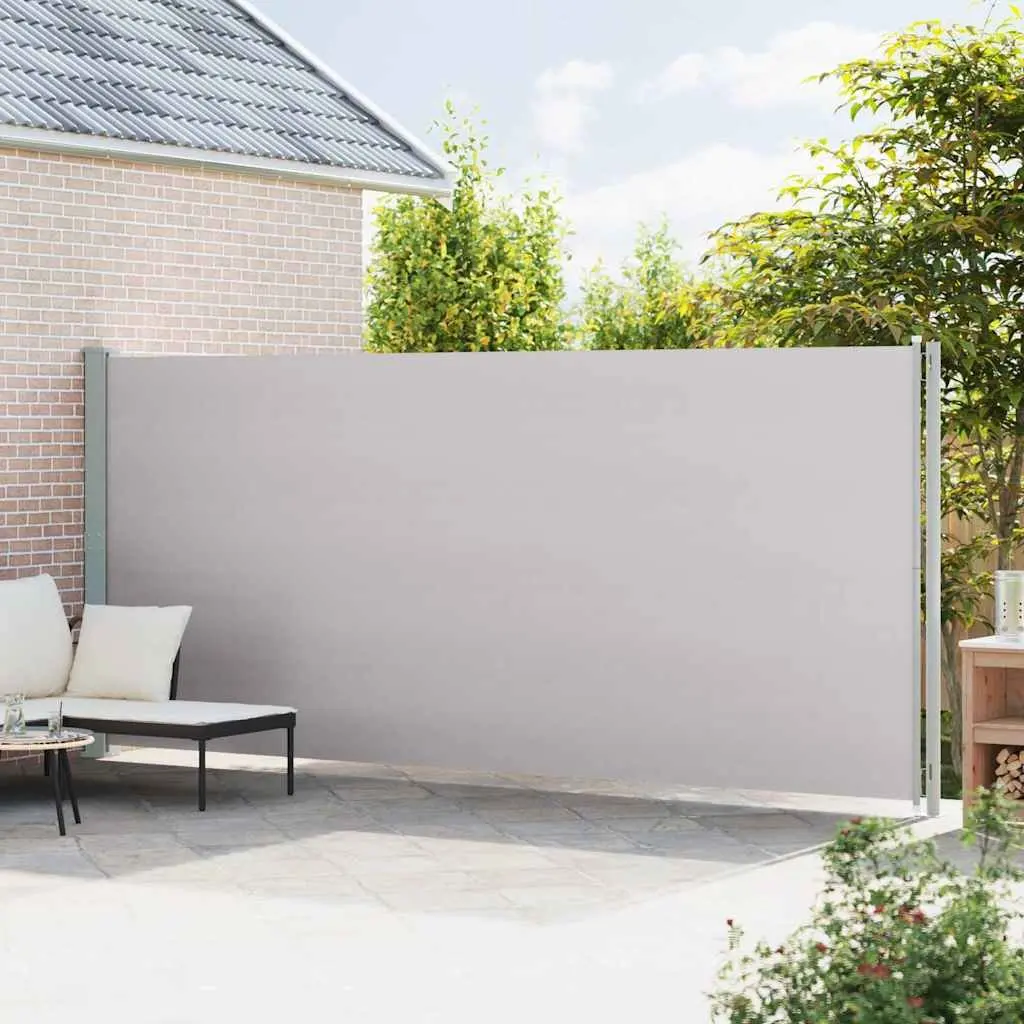 Retractable Side Awning Outdoor Sunshade Screen 200x600 cm Grey Polyester Steel