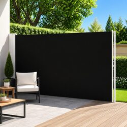 Patio Retractable Side Awning 220x600cm Outdoor Privacy Screen Sunshade Black