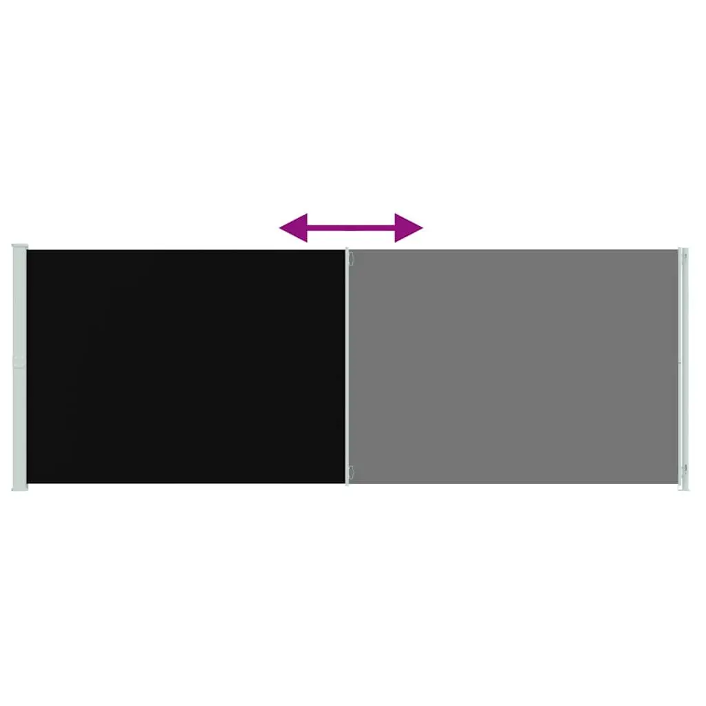 Retractable Side Awning Outdoor Privacy Screen 220x600cm Black