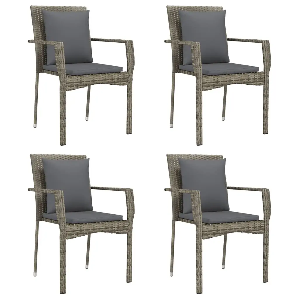 Garden Dining Set 5 Piece Outdoor Furniture Grey Rattan with Cushions