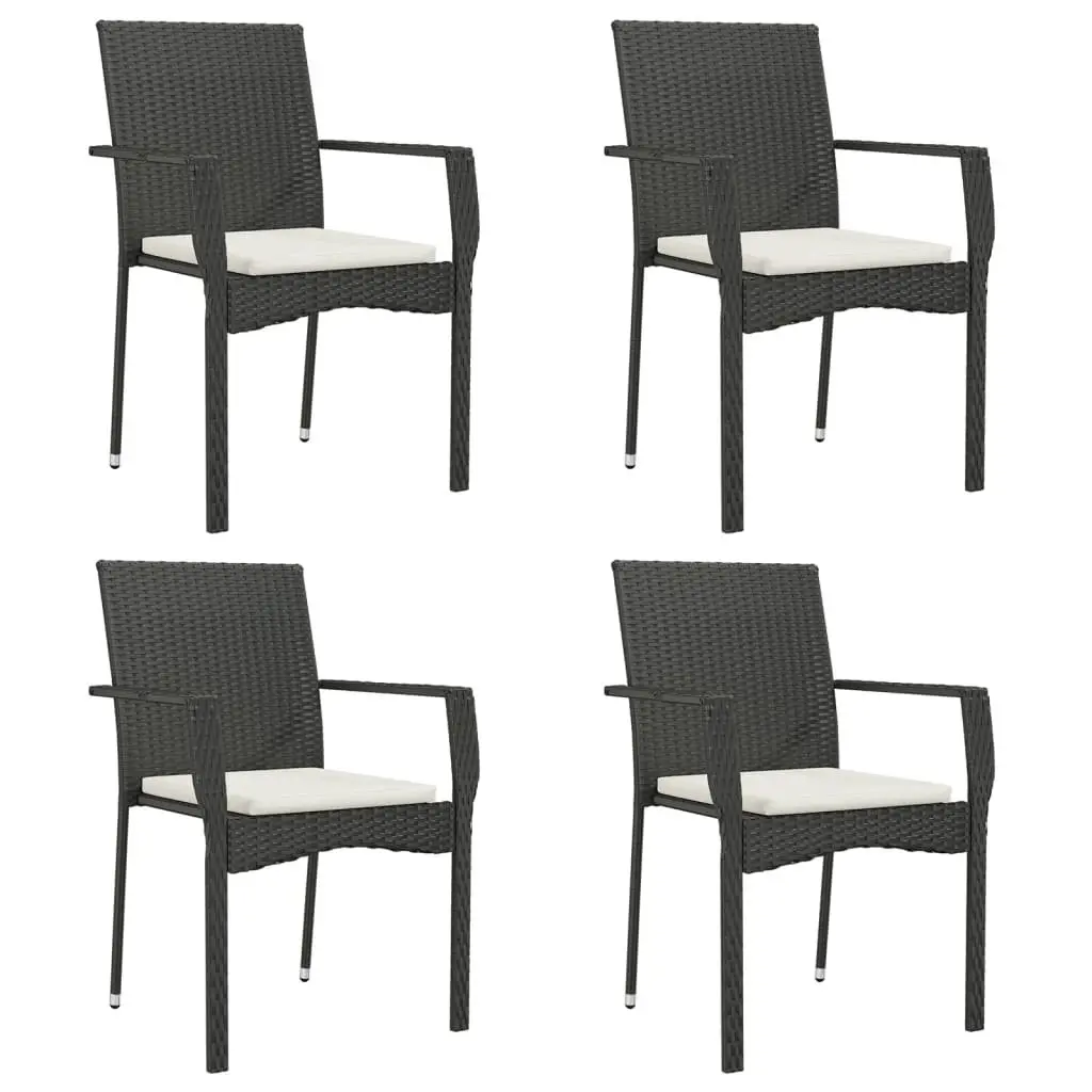 Garden Dining Set 5 Piece Outdoor Patio Furniture Black PE Rattan Chairs Table