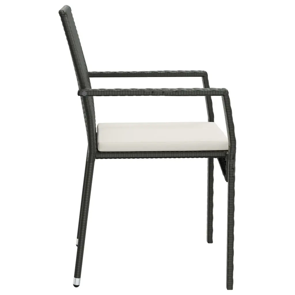 5 Piece Outdoor Garden Dining Set Black Poly Rattan Chair Table Patio Furniture