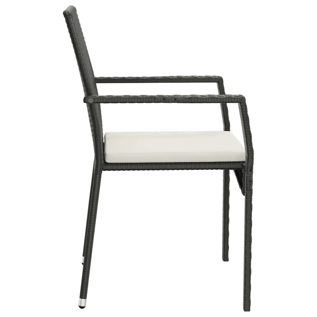 7 Piece Outdoor Garden Dining Set Black Poly Rattan Chair Table Patio Furniture