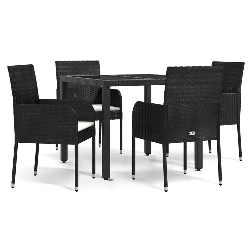 5 Piece Garden Dining Set Outdoor Furniture Weather-Resistant Poly Rattan Black
