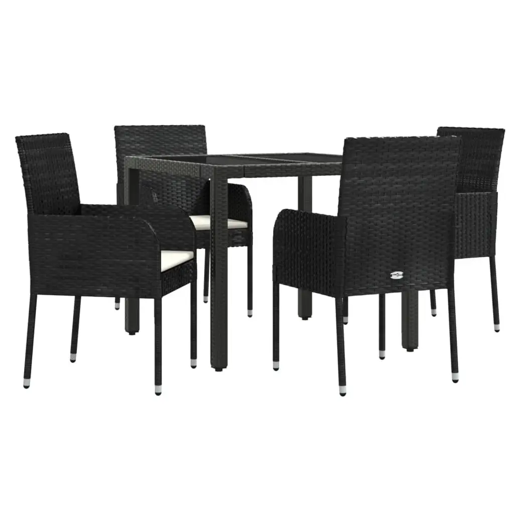 5 Piece Garden Dining Set Outdoor Furniture Weather-Resistant Poly Rattan Black