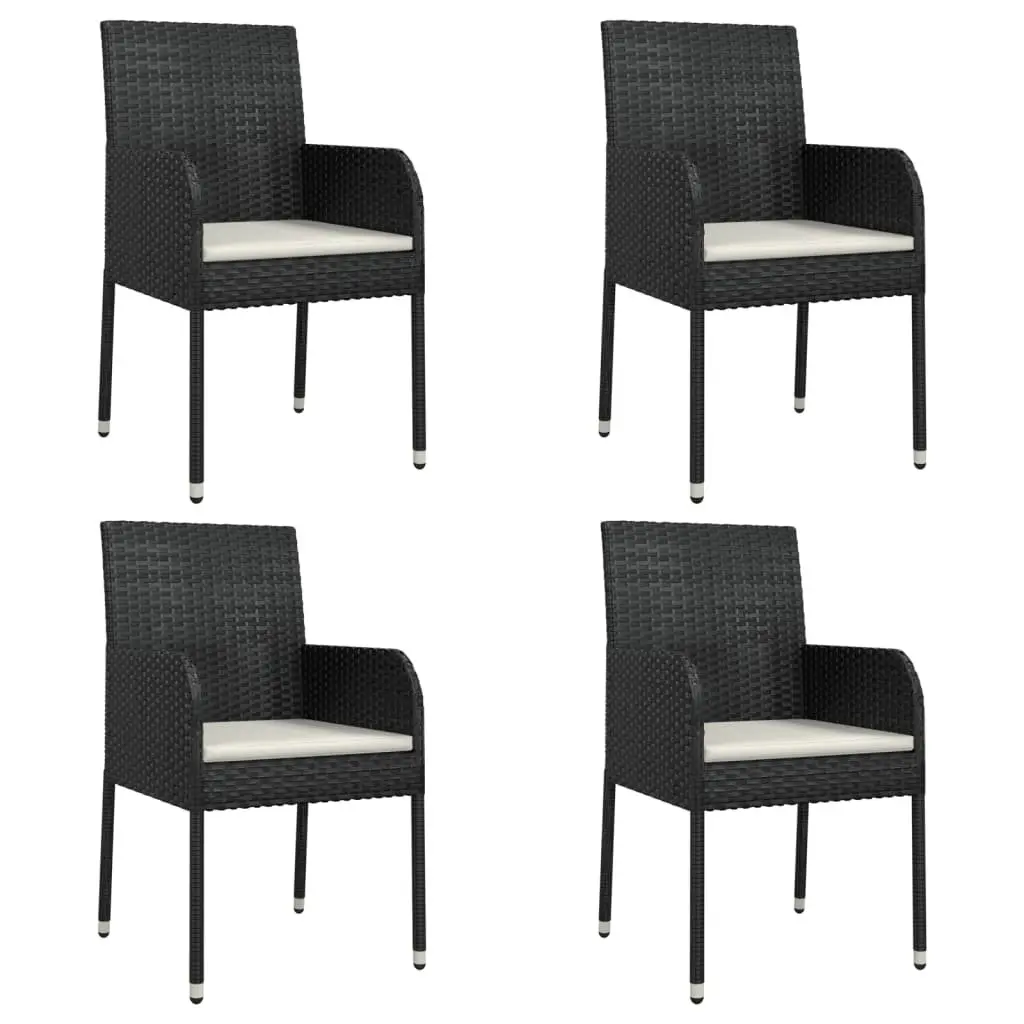 5 Piece Garden Dining Set Outdoor Furniture Weather-Resistant Poly Rattan Black