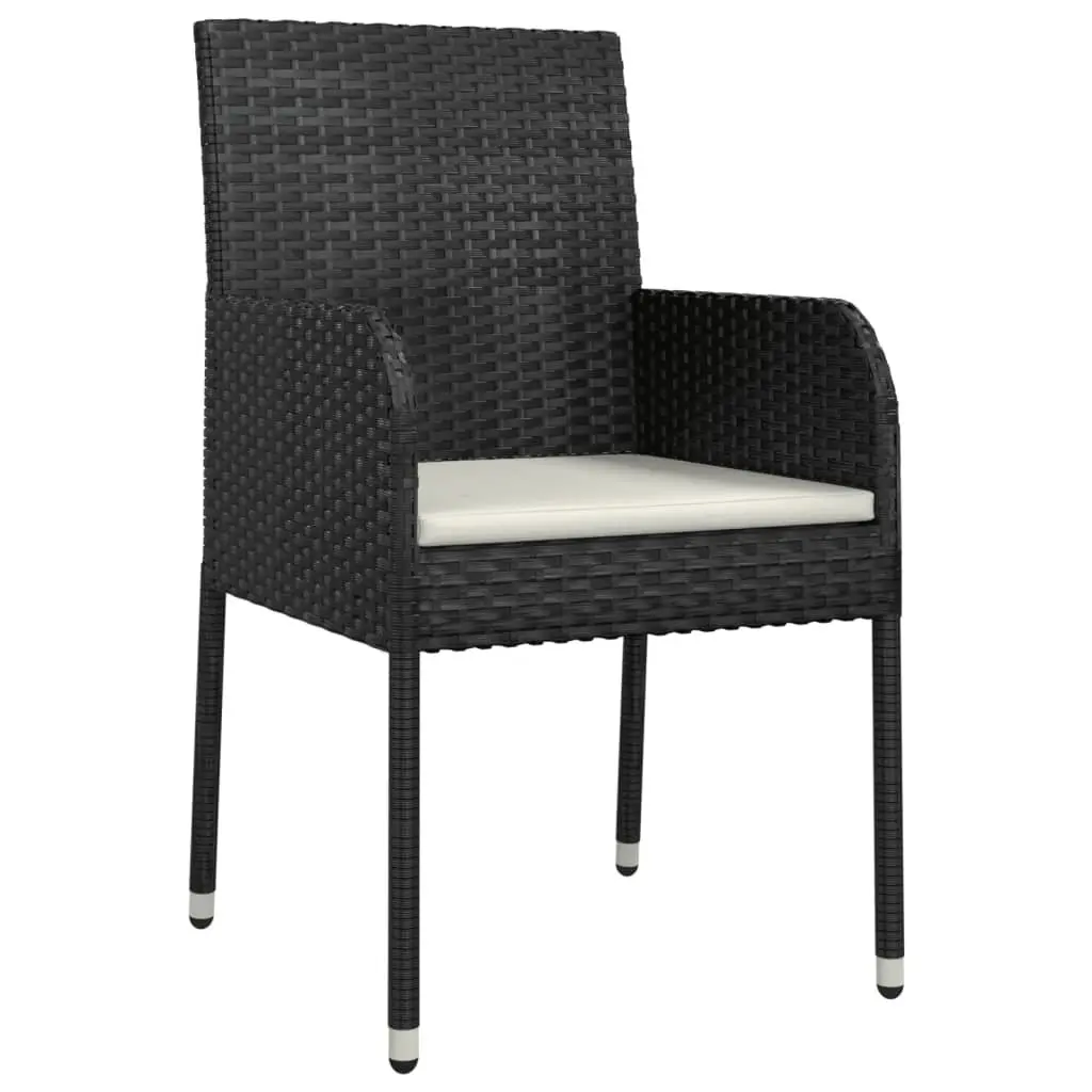 7 Piece Outdoor Garden Dining Set Black Poly Rattan Chair Table Patio Furniture
