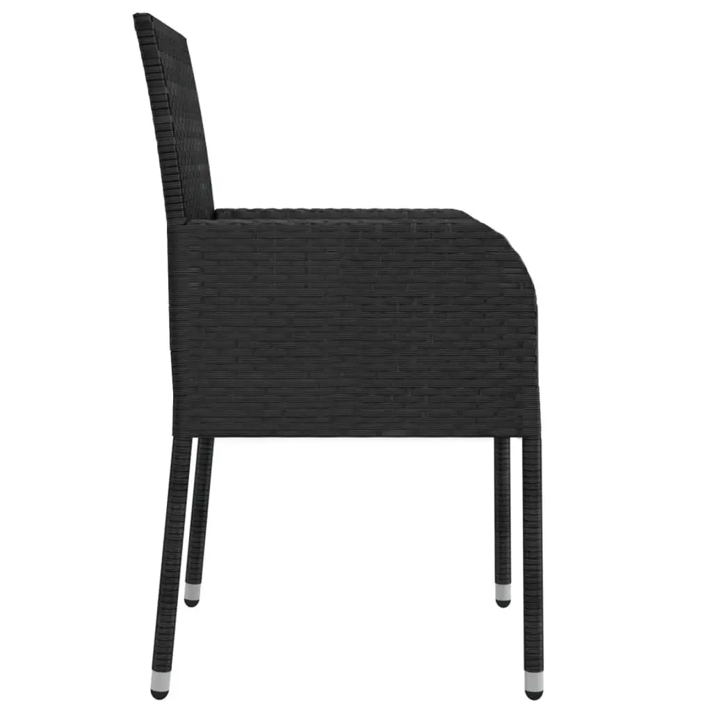 7 Piece Outdoor Garden Dining Set Black Poly Rattan Chair Table Patio Furniture