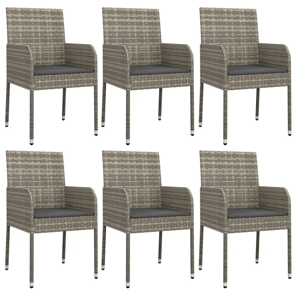 7 Piece Outdoor Garden Dining Set Grey Poly Rattan Chairs Table Patio Furniture