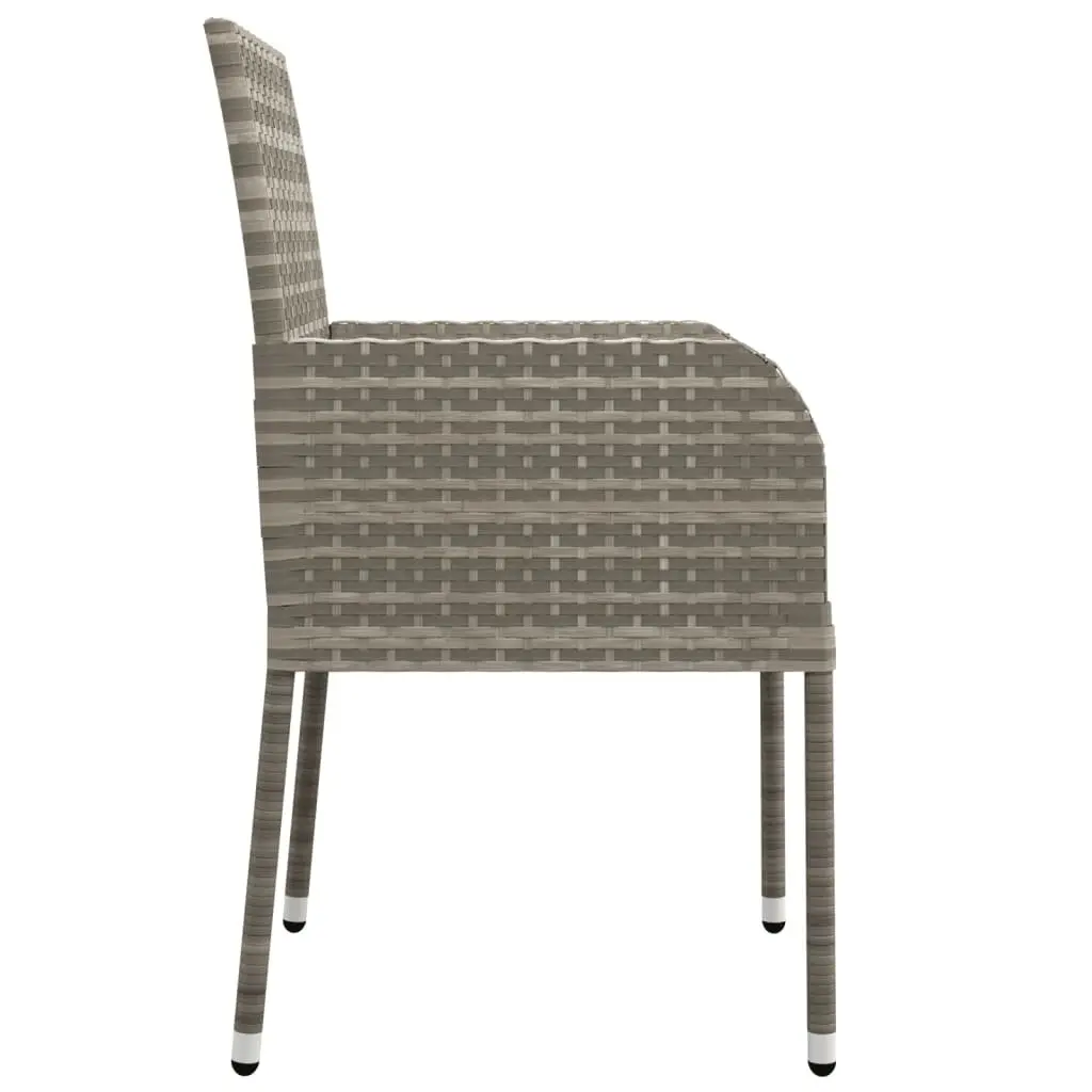 7 Piece Outdoor Garden Dining Set Grey Poly Rattan Chairs Table Patio Furniture