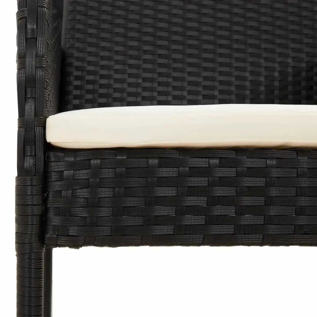 3 Piece Garden Dining Set Outdoor Patio Furniture with Cushions Black Rattan