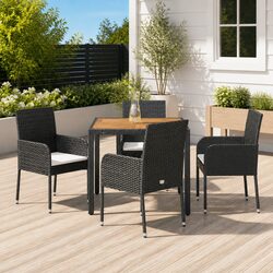 5 Piece Outdoor Dining Set Garden Furniture Rattan Chairs Table with Cushions