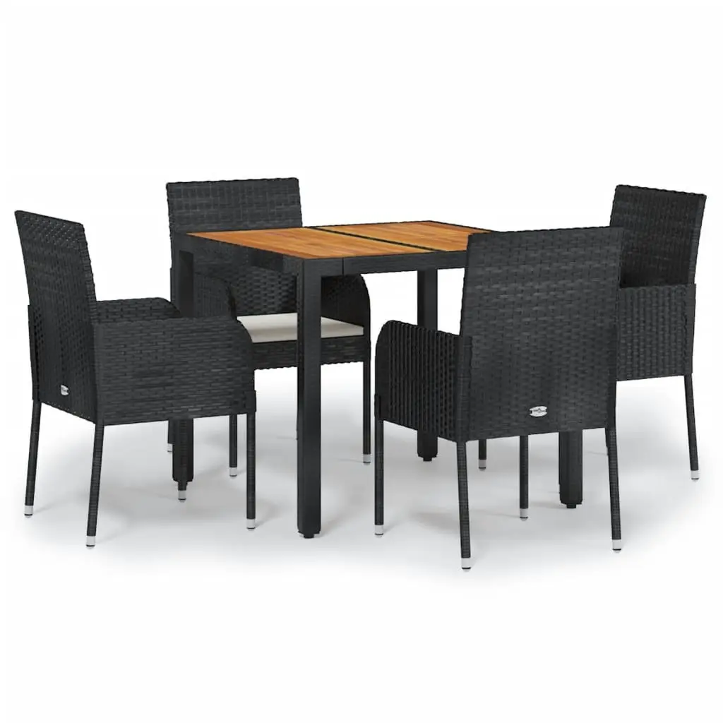 5 Piece Outdoor Dining Set Garden Furniture Rattan Chairs Table with Cushions