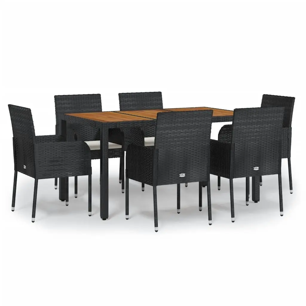 7 Piece Outdoor Garden Dining Set Poly Rattan Patio Furniture with Cushions