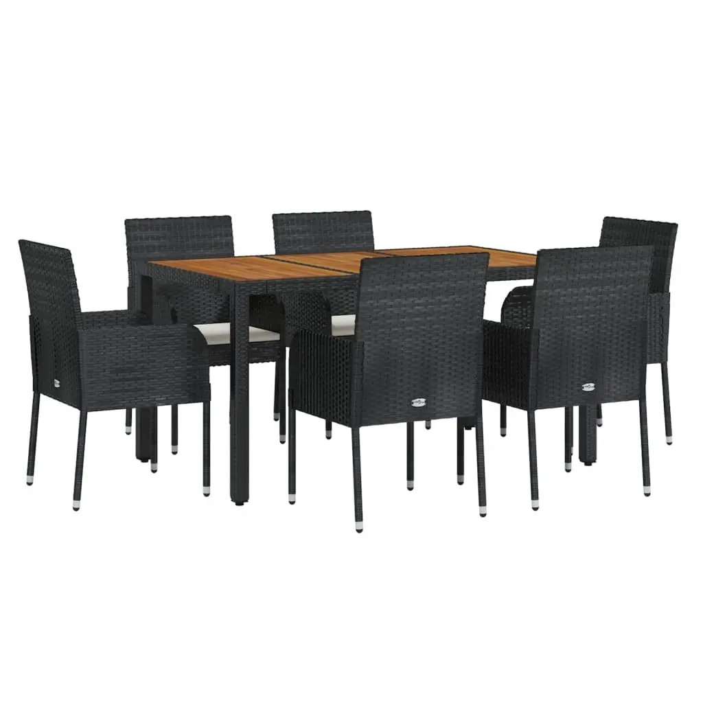 7 Piece Outdoor Garden Dining Set Poly Rattan Patio Furniture with Cushions