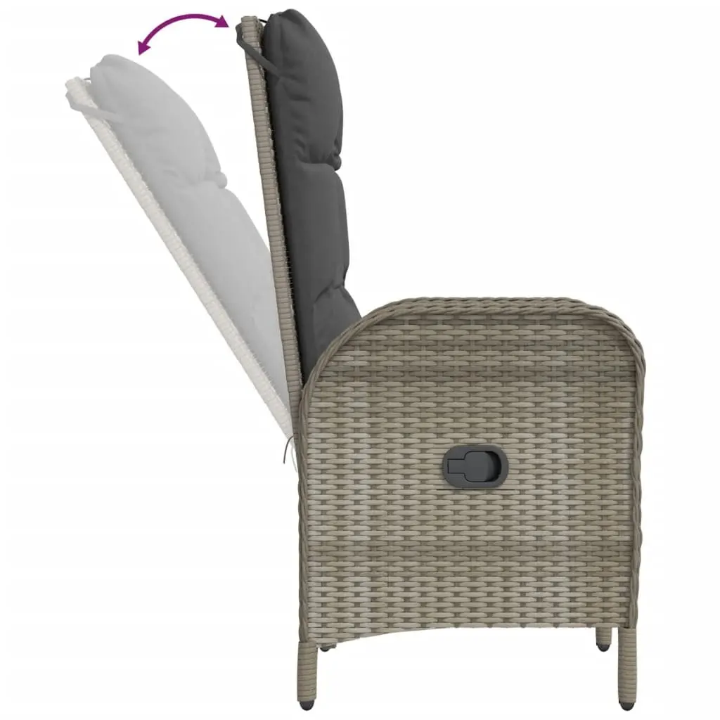 7 Piece Outdoor Garden Dining Set Grey Poly Rattan Furniture with Cushions