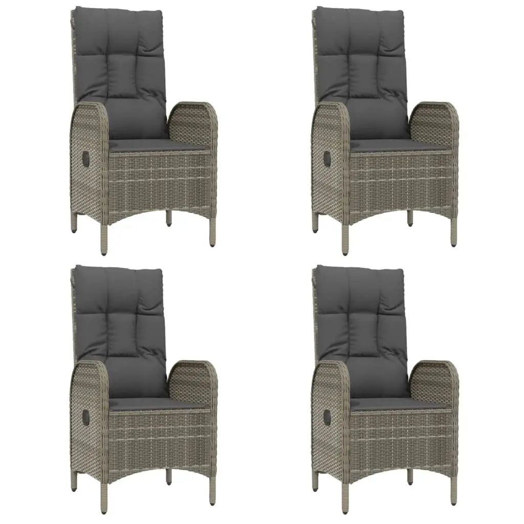 7 Piece Outdoor Garden Dining Set Grey Poly Rattan Furniture with Cushions