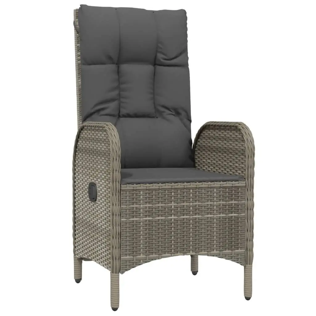 7 Piece Outdoor Garden Dining Set Grey Poly Rattan Furniture with Cushions