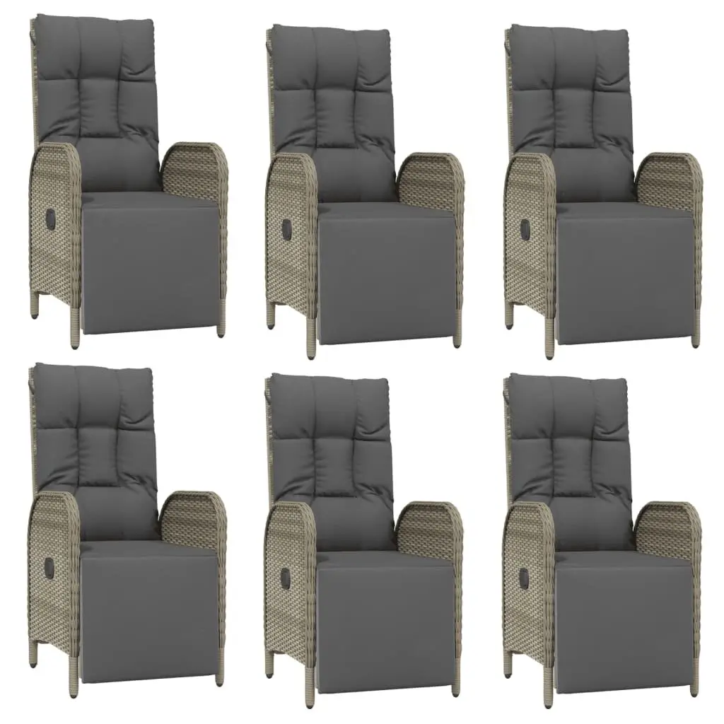 7 Piece Outdoor Dining Set Garden Furniture Grey Poly Rattan Chairs Table