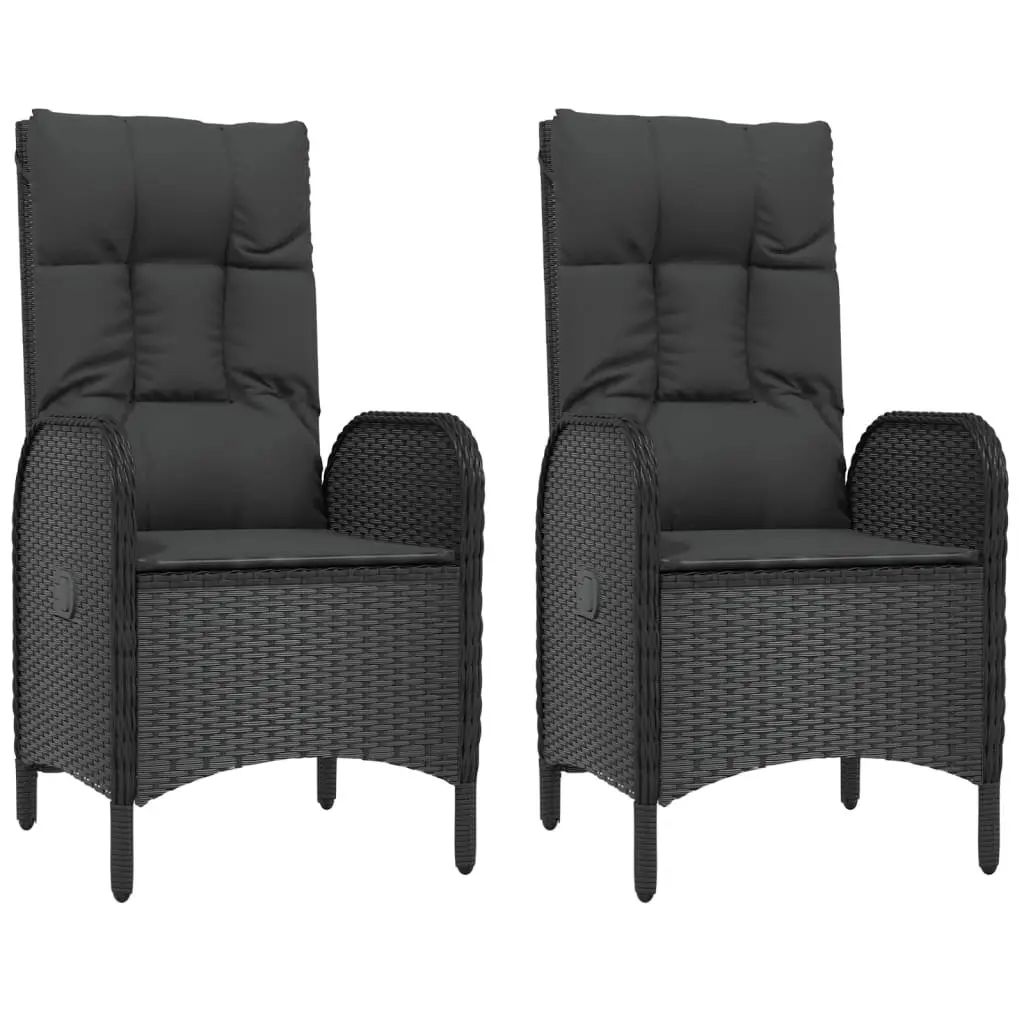 Outdoor Dining Set 3 Piece Garden Furniture Black Poly Rattan Chairs Table