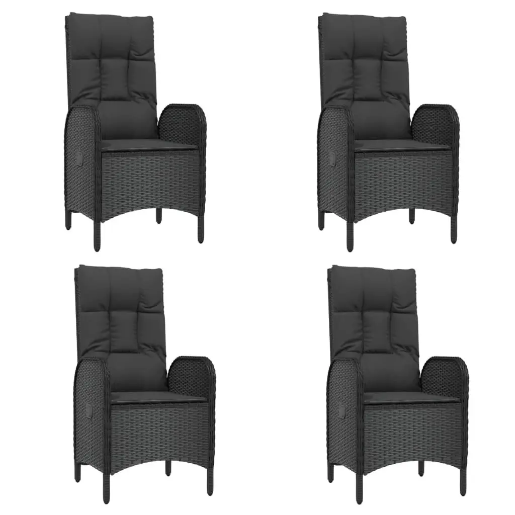 Garden Dining Set 5 Piece Outdoor Furniture Black Poly Rattan Chairs Table