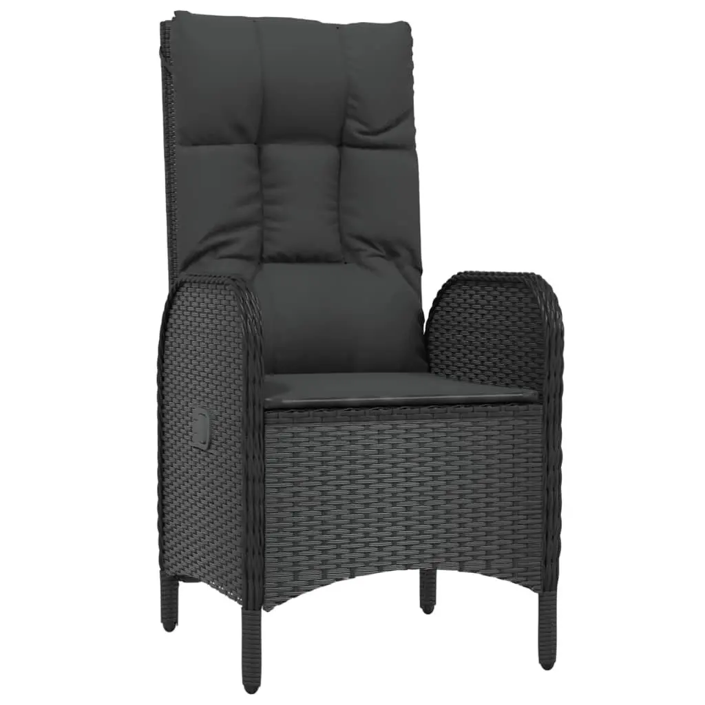 5 Piece Outdoor Garden Dining Set Black Poly Rattan Chairs Table Cushions
