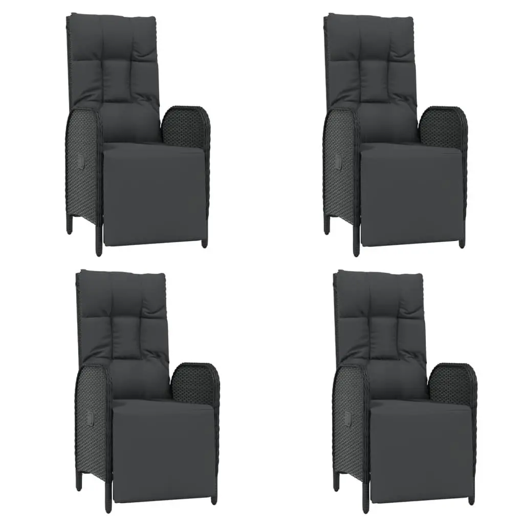 5 Piece Outdoor Dining Set Weather-Resistant PE Rattan Black with Cushions