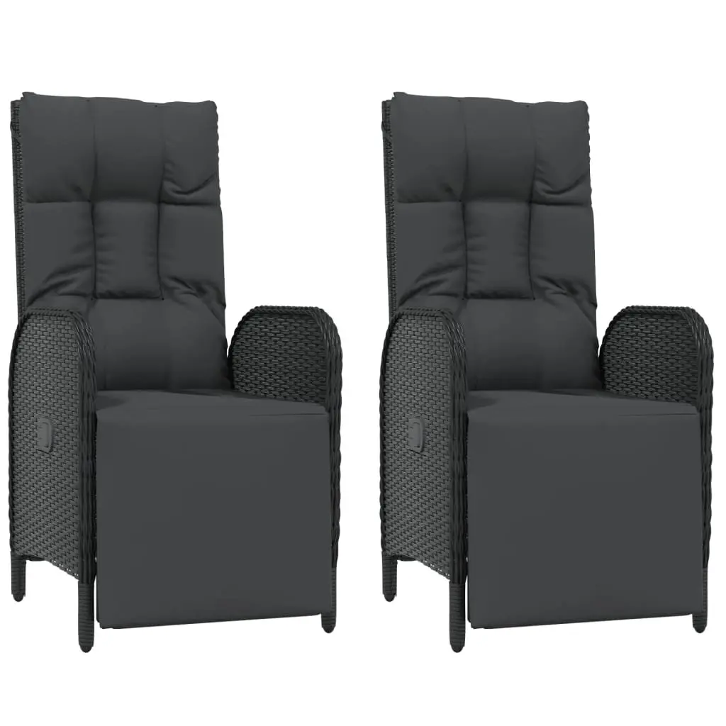 3 Piece Outdoor Dining Set Garden Furniture Black Poly Rattan Chairs Table