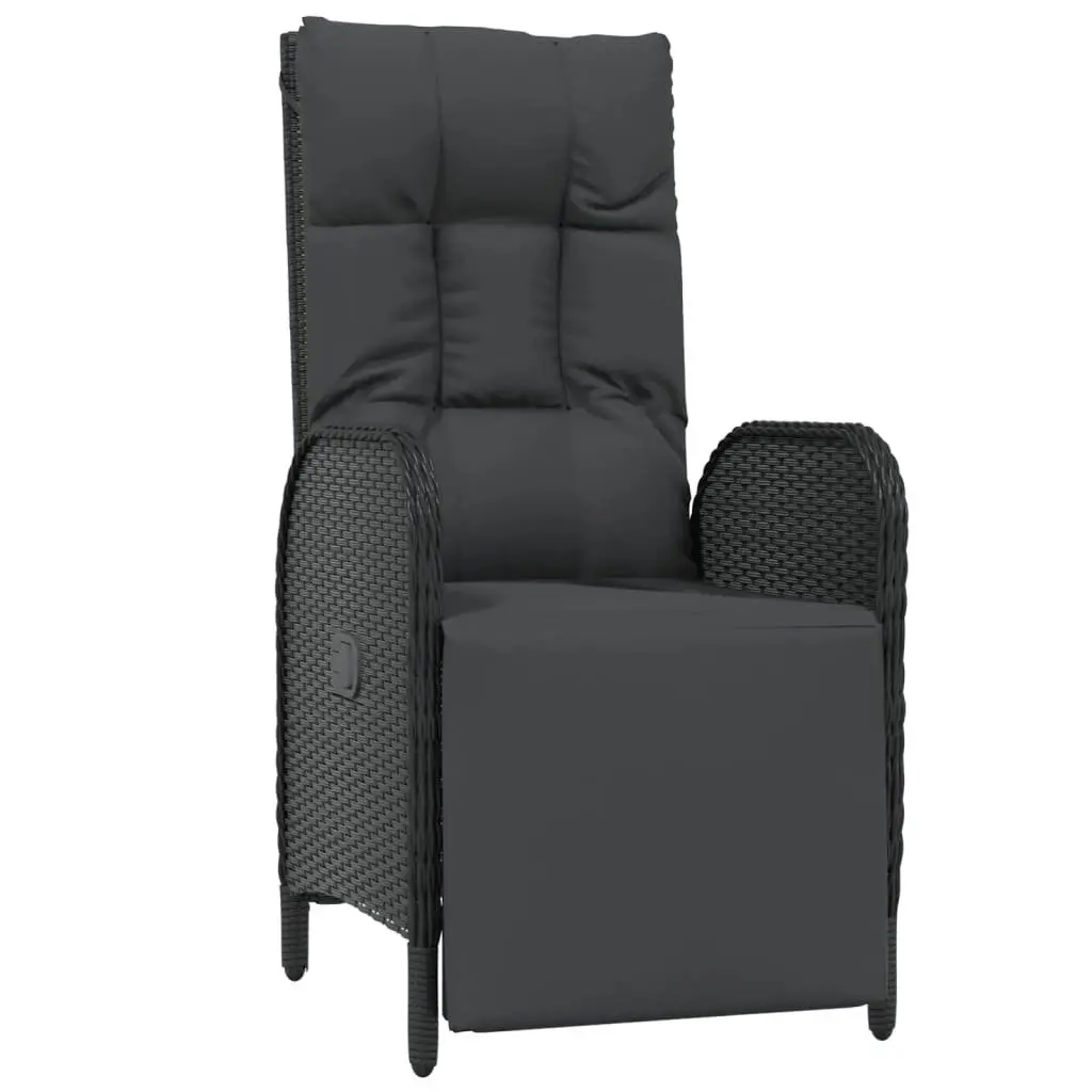 5 Piece Outdoor Garden Dining Set with Cushions Black Poly Rattan Furniture