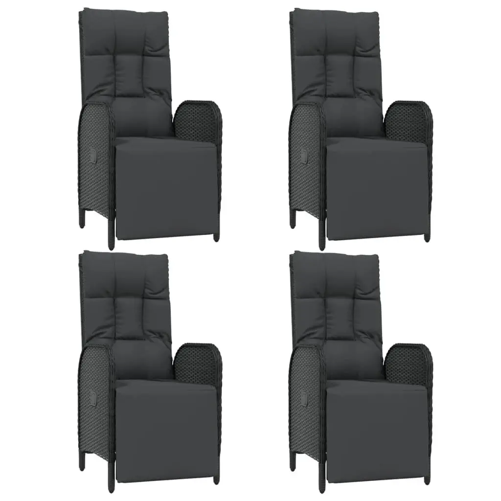 5 Piece Outdoor Garden Dining Set with Cushions Weather-resistant Poly Rattan Black