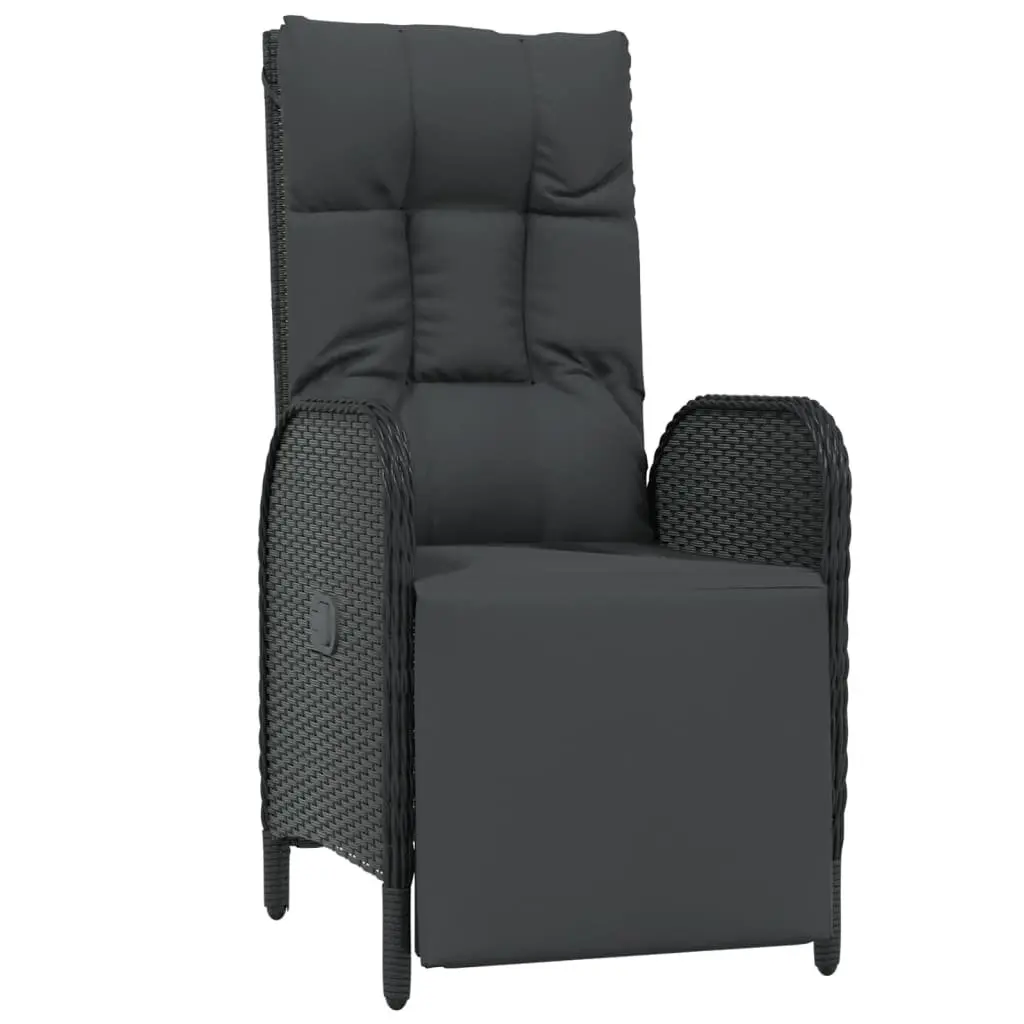 5 Piece Outdoor Garden Dining Set with Cushions Weather-resistant Poly Rattan Black
