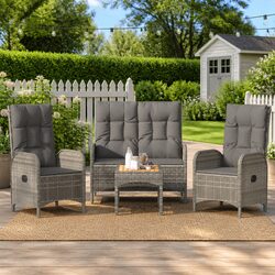 Garden Dining Set 4 Piece Outdoor Lounge Furniture with Cushions Grey