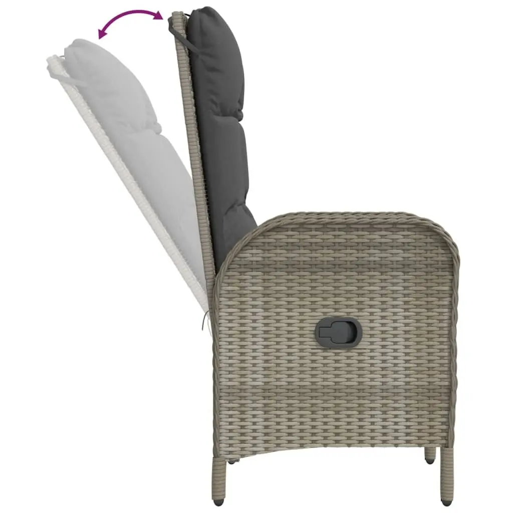 5-Piece Garden Dining Set Outdoor Furniture Grey Poly Rattan Table Chairs