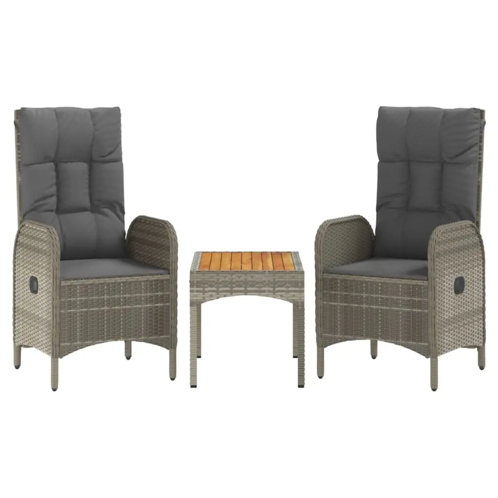 5-Piece Garden Dining Set Outdoor Furniture Grey Poly Rattan Table Chairs