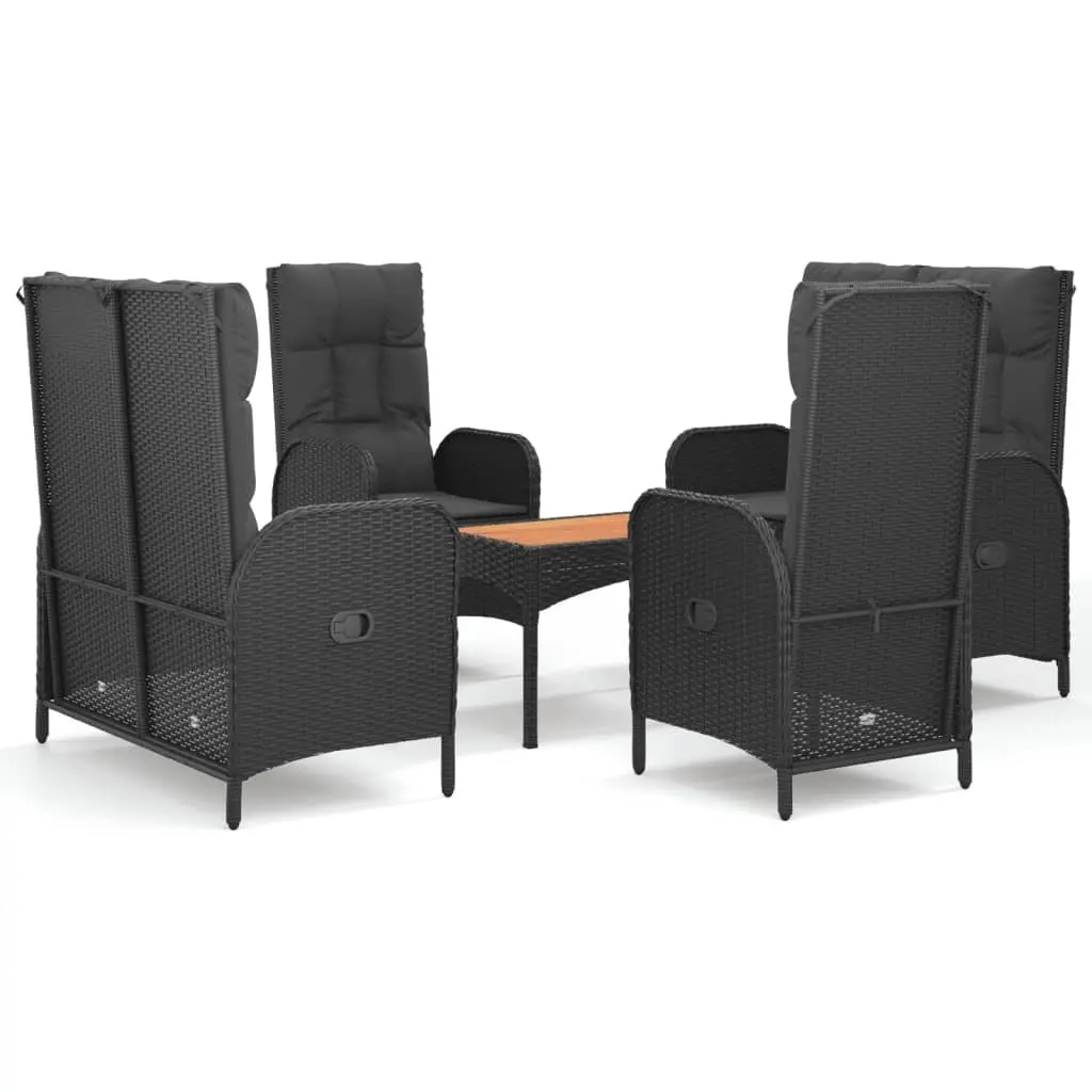 5 Piece Outdoor Dining Set Weather-resistant PE Rattan Black Chairs Table