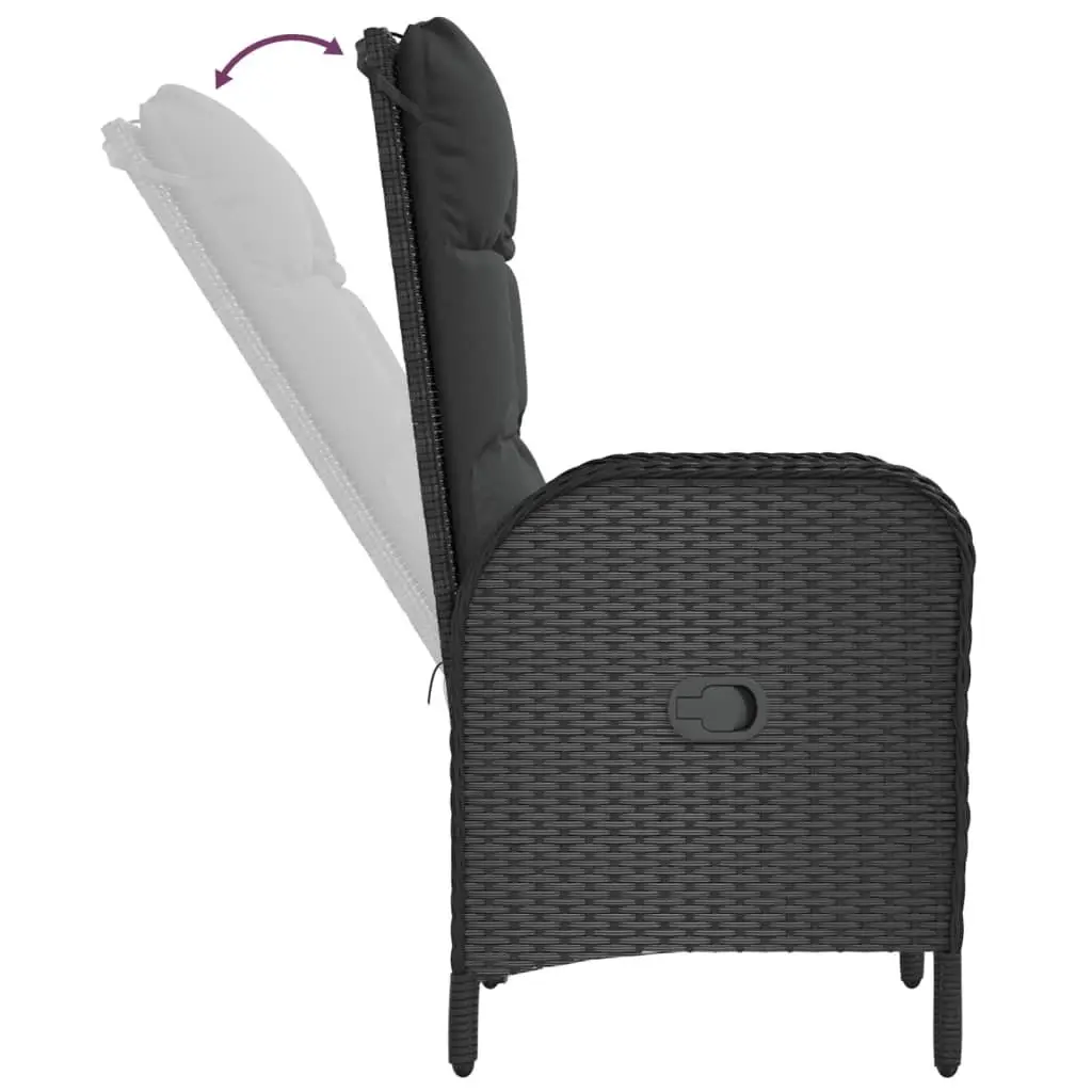 5 Piece Outdoor Dining Set Weather-resistant PE Rattan Black Chairs Table