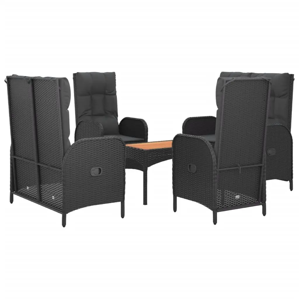 5 Piece Outdoor Dining Set Weather-resistant PE Rattan Black Chairs Table