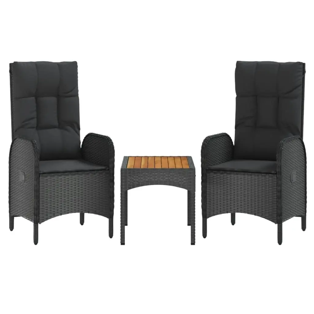 5 Piece Outdoor Dining Set Weather-resistant PE Rattan Black Chairs Table