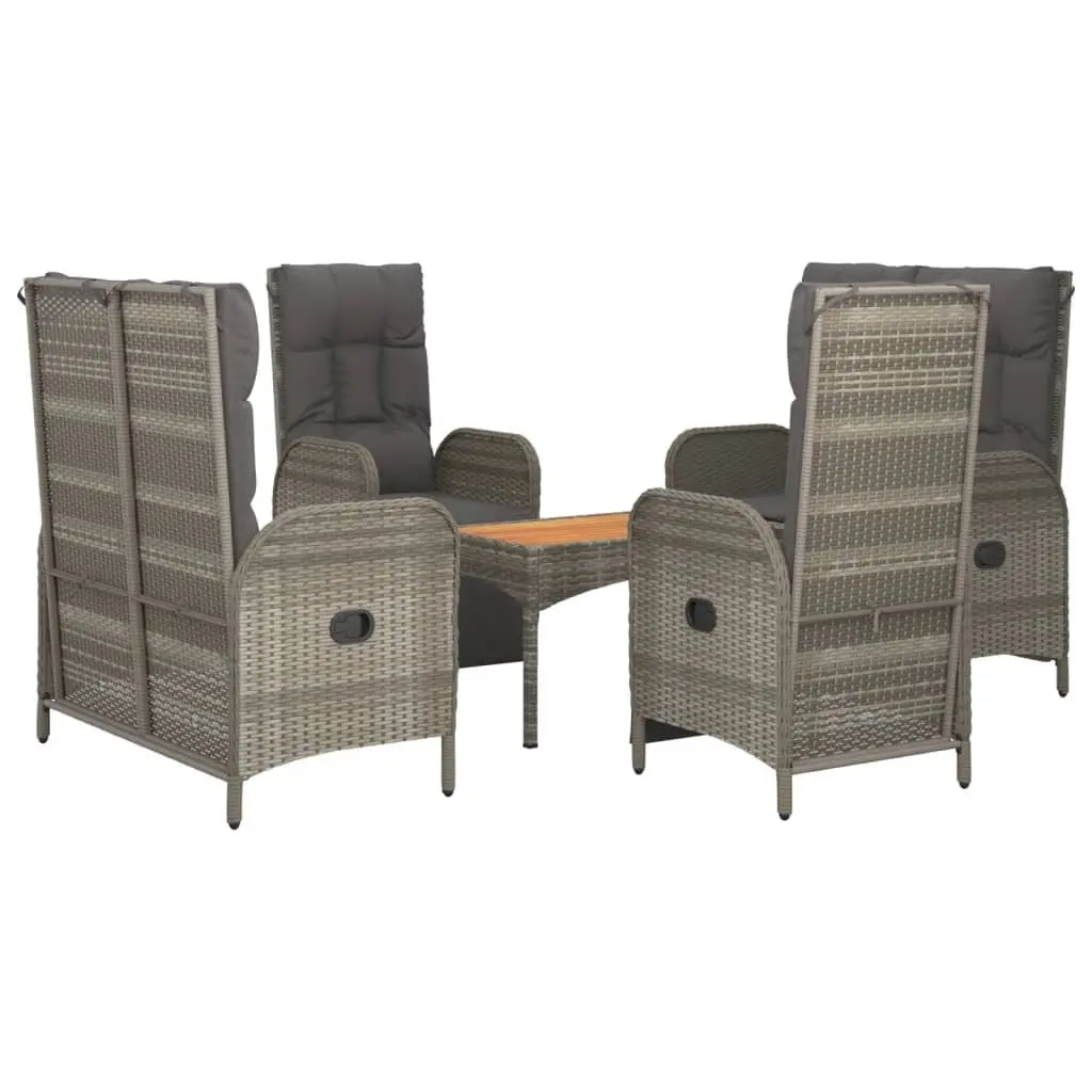Garden Dining Set 5 Piece Outdoor Furniture Grey Poly Rattan Cushions Steel