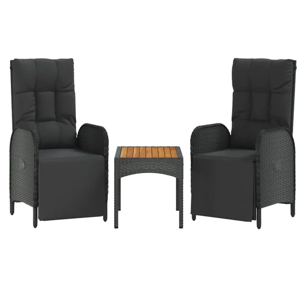 5 Piece Outdoor Garden Dining Set Black Poly Rattan Chairs Table Cushions