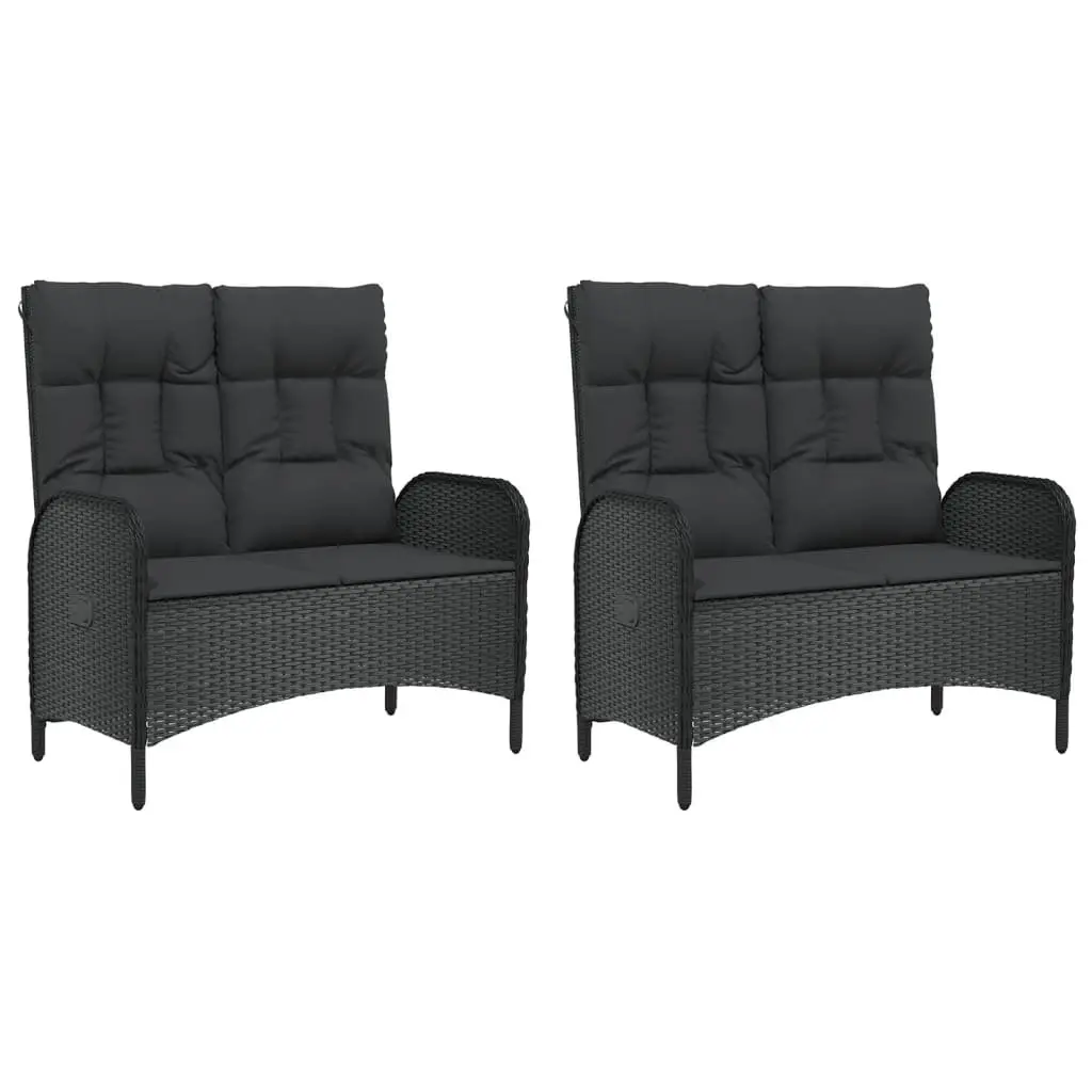 5 Piece Outdoor Garden Dining Set Black Poly Rattan Chairs Table Cushions