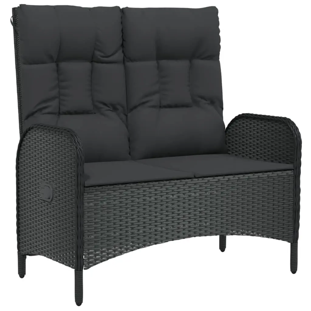 5 Piece Outdoor Garden Dining Set Black Poly Rattan Chairs Table Cushions