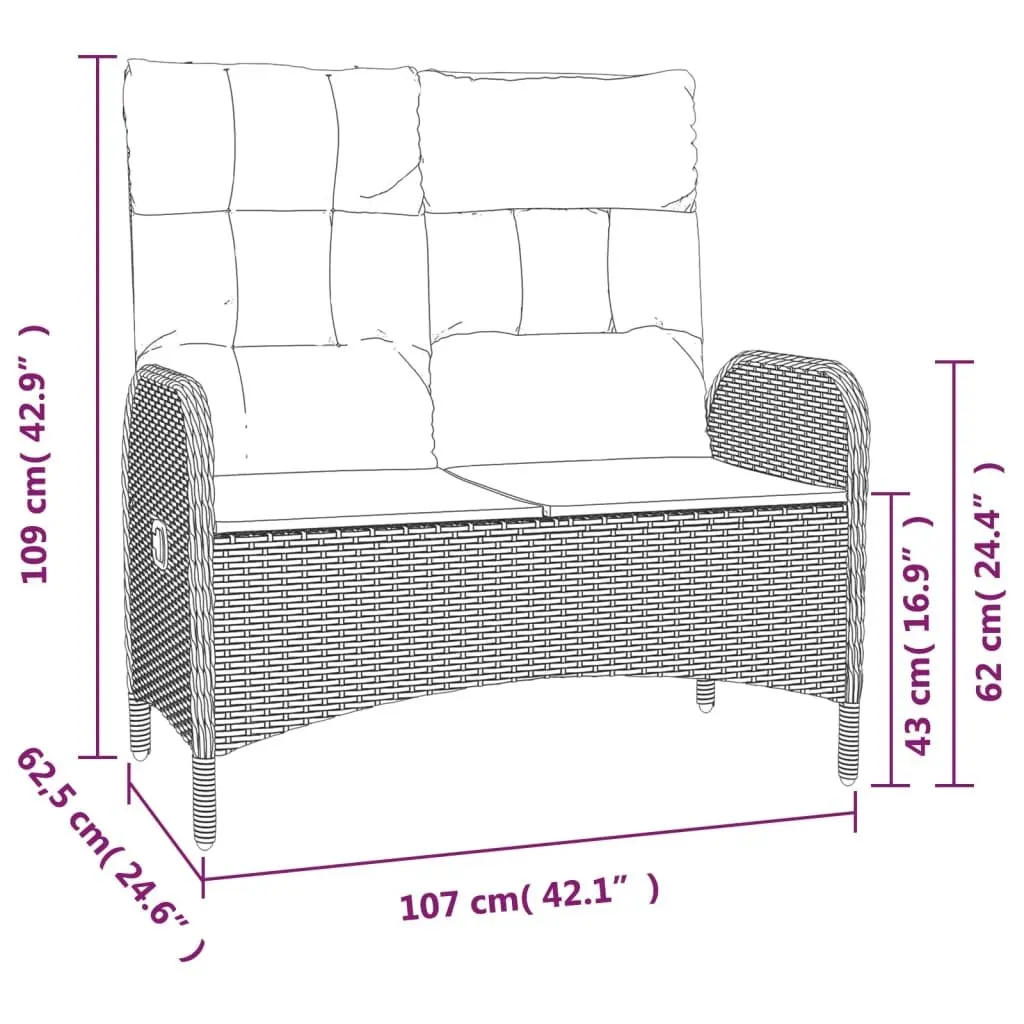 Garden Dining Set 3 Piece Outdoor Furniture Weather-Resistant PE Rattan Black
