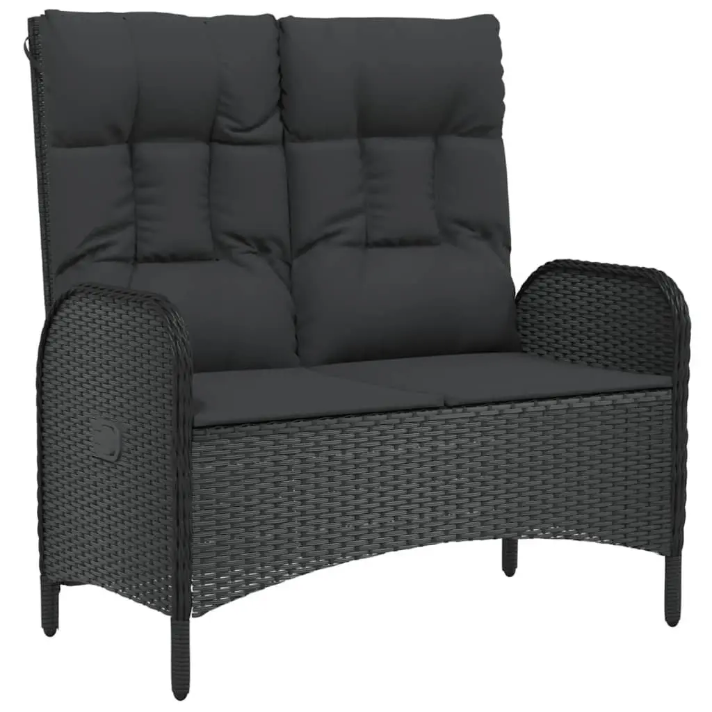 3 Piece Garden Dining Set Black Poly Rattan Outdoor Furniture with Cushions
