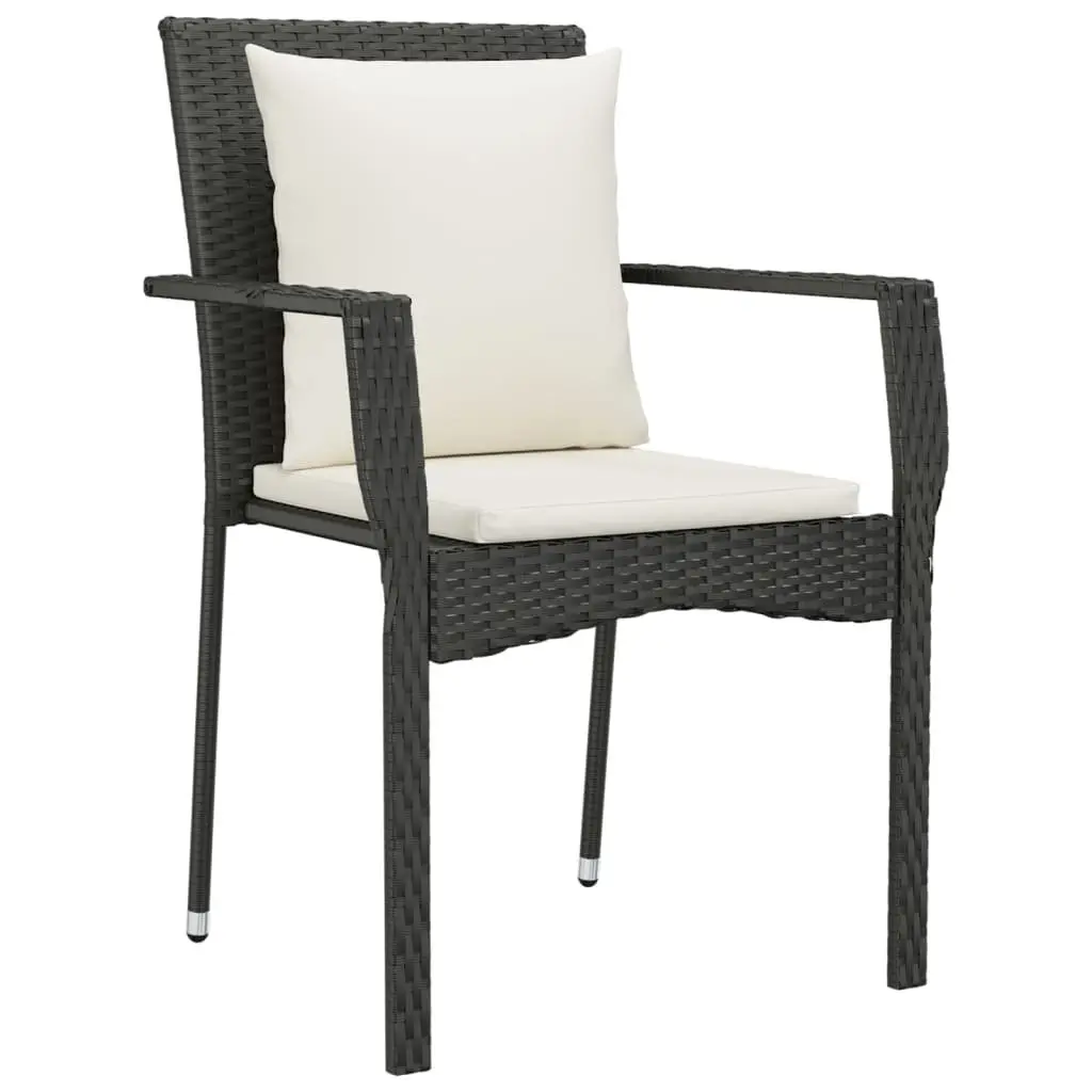 5 Piece Garden Dining Set Outdoor Furniture Weather-resistant PE Rattan Black with Cushions