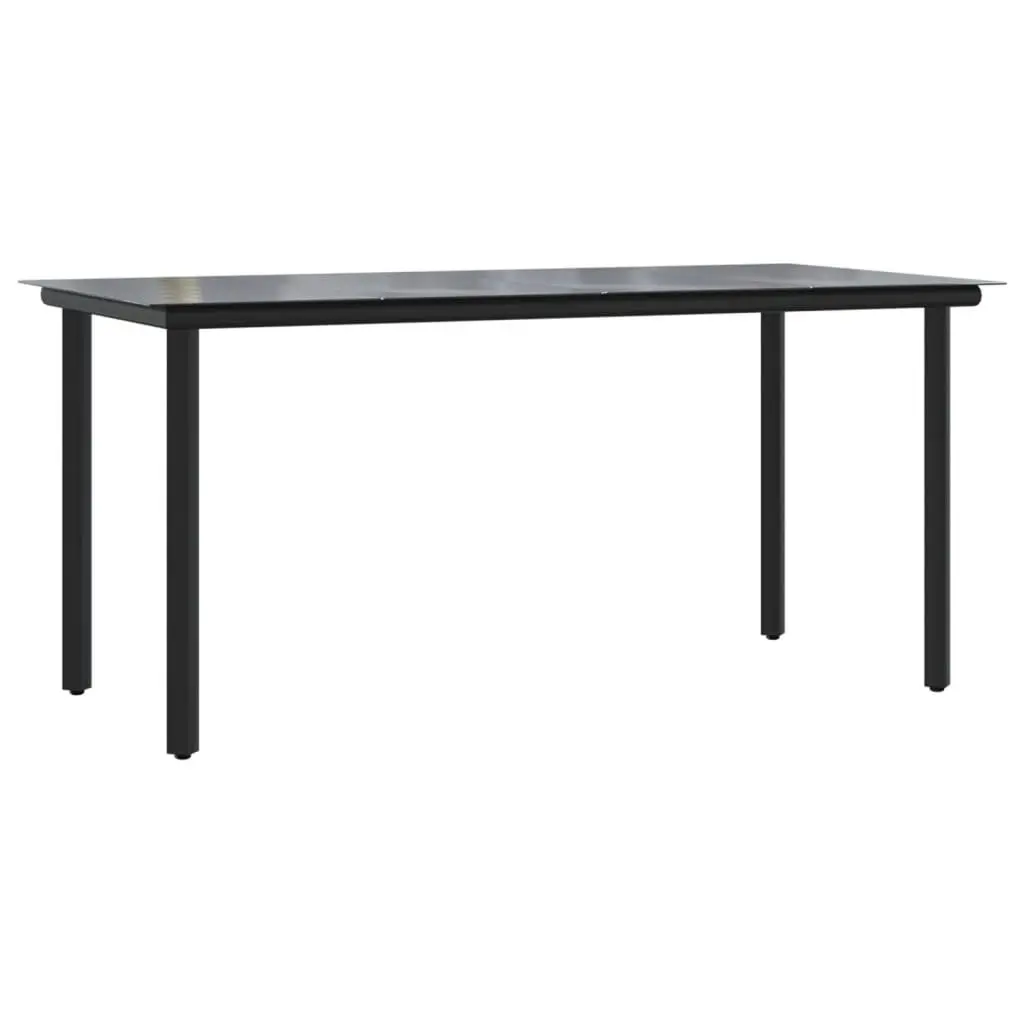 5 Piece Garden Dining Set Outdoor Patio Furniture with Cushions Black Poly
