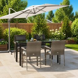 Garden Dining Set 5 Piece Outdoor Patio Furniture Grey Poly Rattan with Cushions